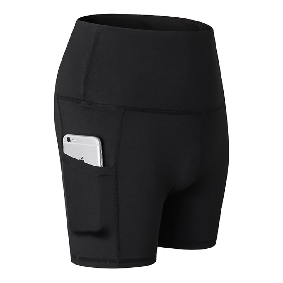 High-Waisted Quick-Dry Shorts With Pocket