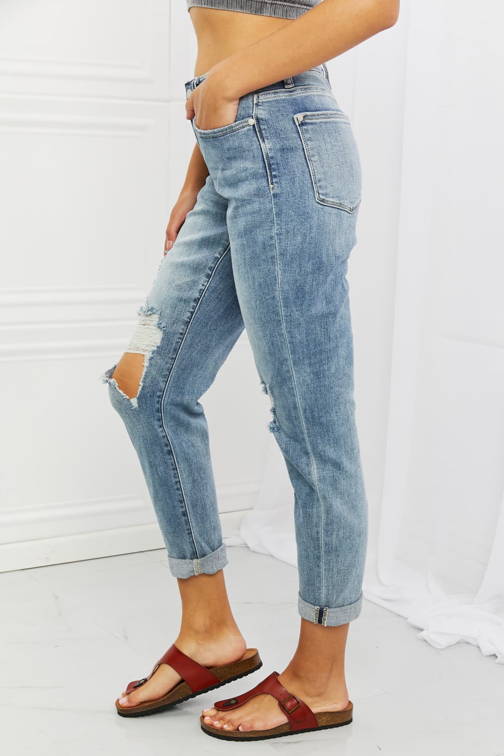 Full Size Mid Rise Boyfriend Jeans