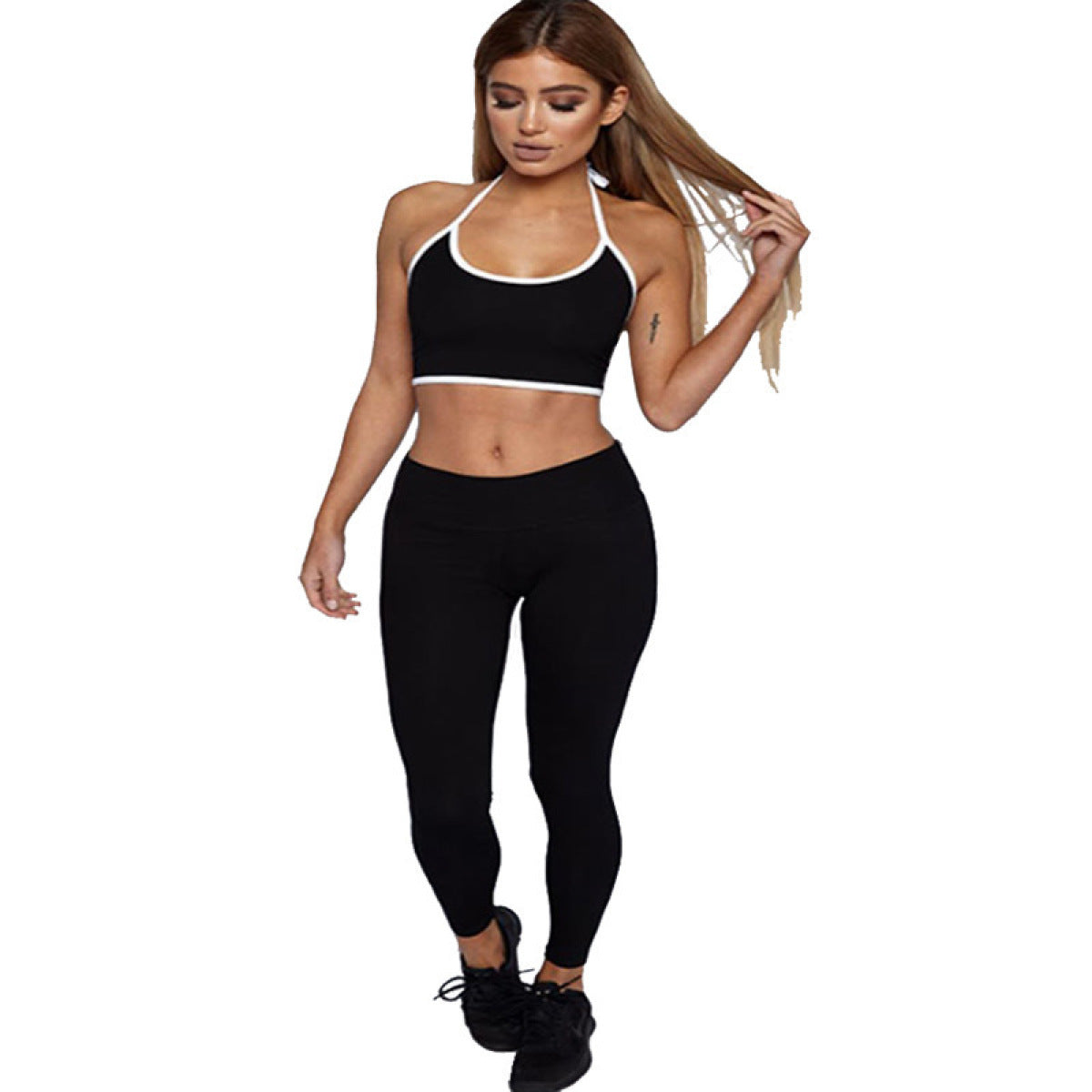 Solid Halter Yoga Top & Leggings Active Set