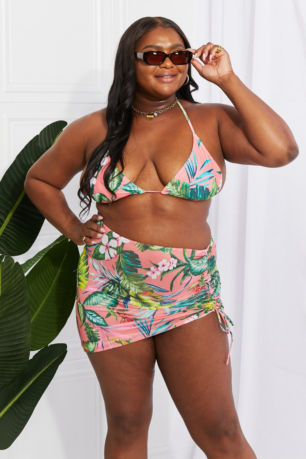 Paradise Awaits Triangle Bikini and Sarong Set