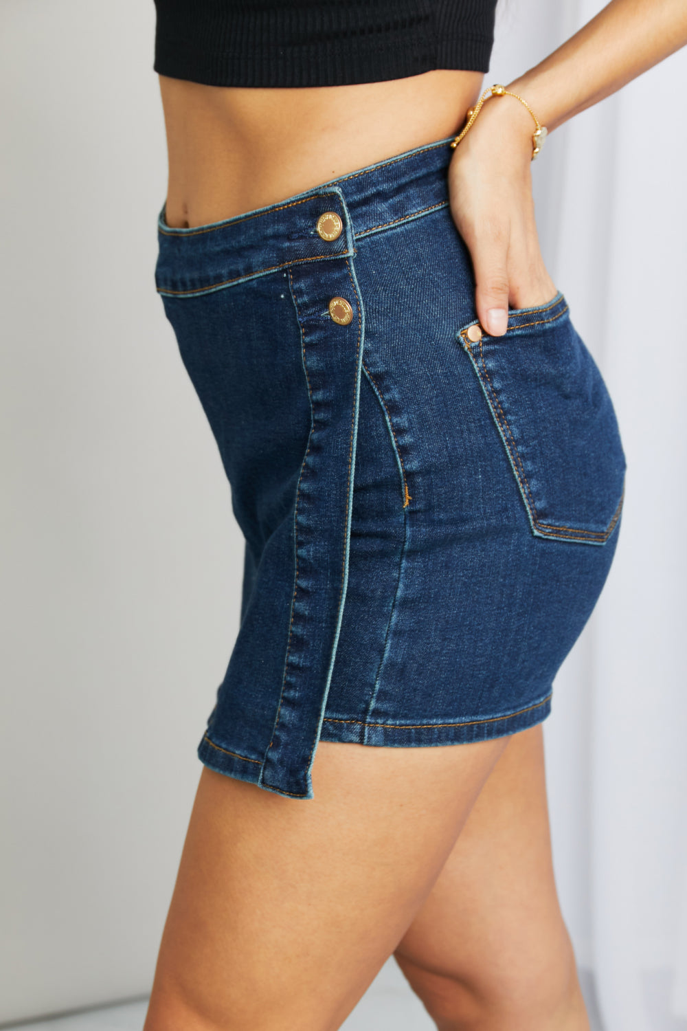 Full Size Buttoned Denim Skirt