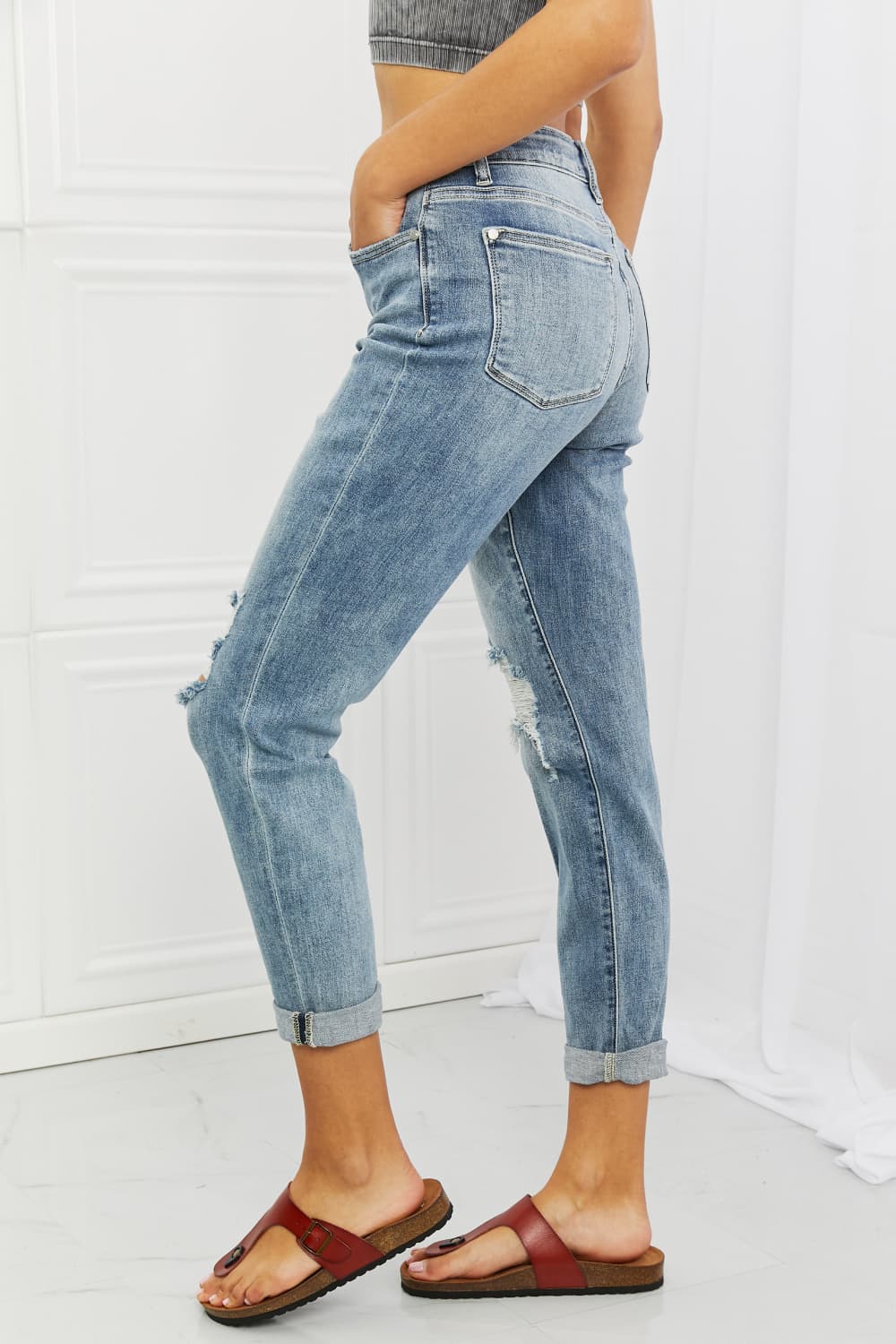 Full Size Mid Rise Boyfriend Jeans