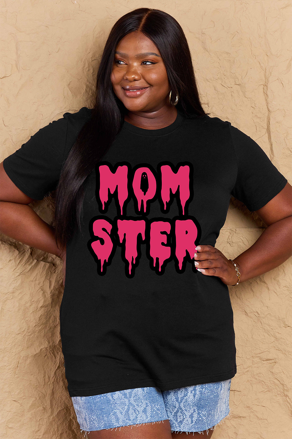 MOM STER Graphic Cotton T-Shirt