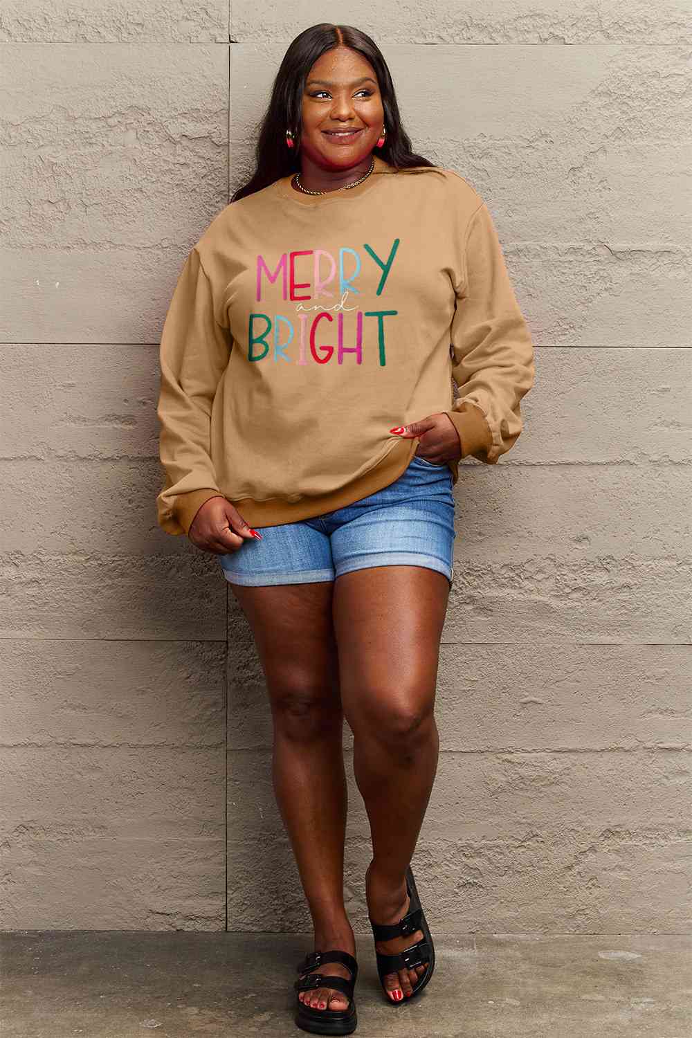 MERRY AND BRIGHT Graphic Sweatshirt