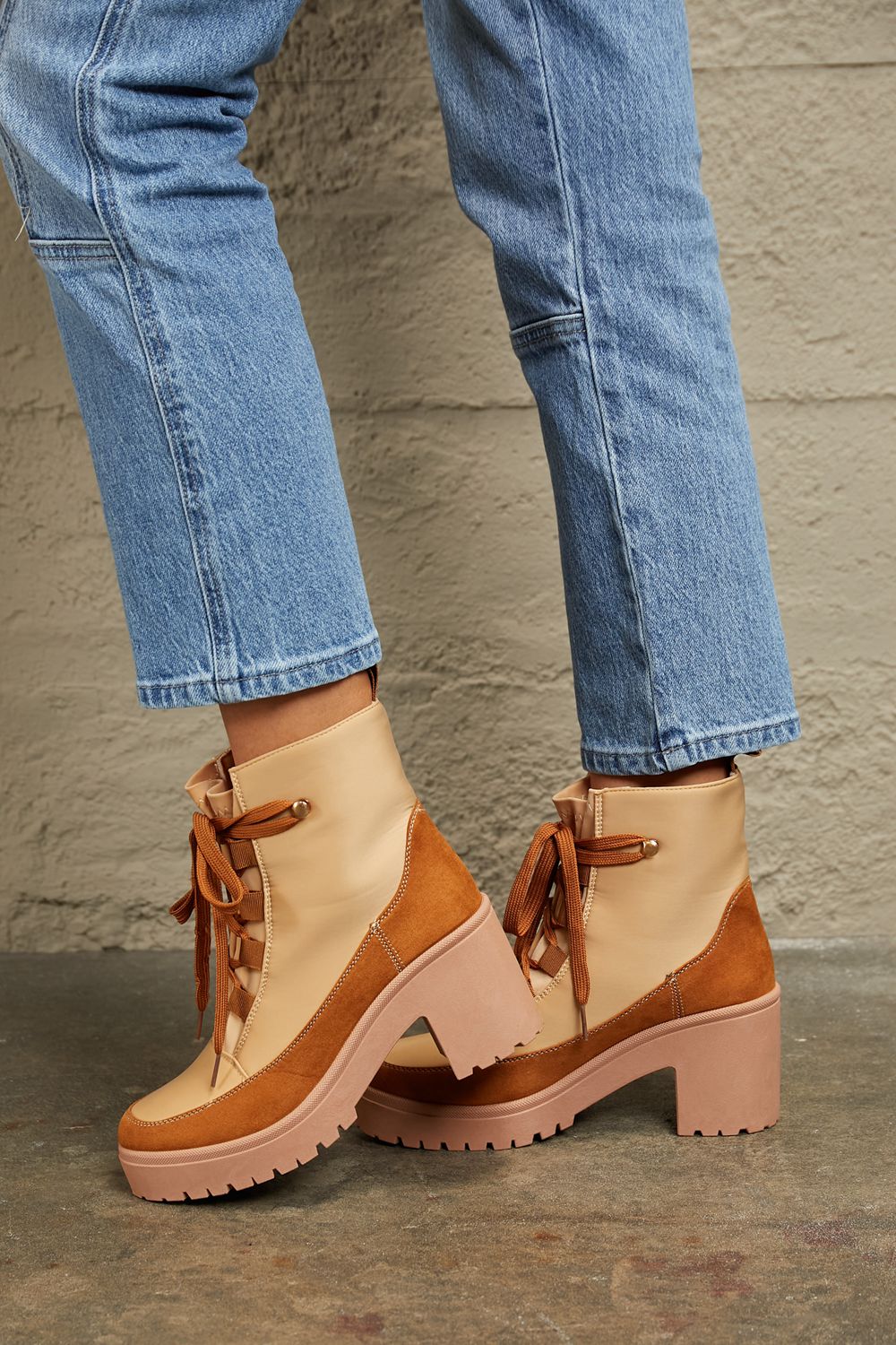 Corp Lace Up Lug Booties