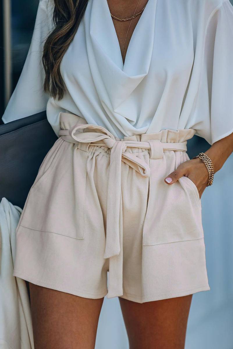 Belt Pocketed Knit Shorts