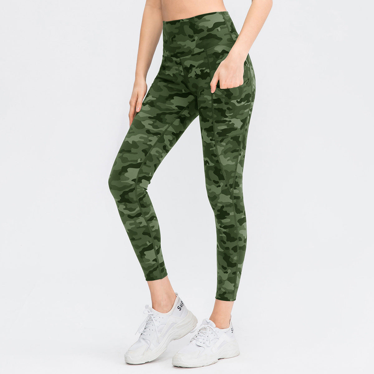 Camo/Plain High Waist Lifting Legging With Pocket