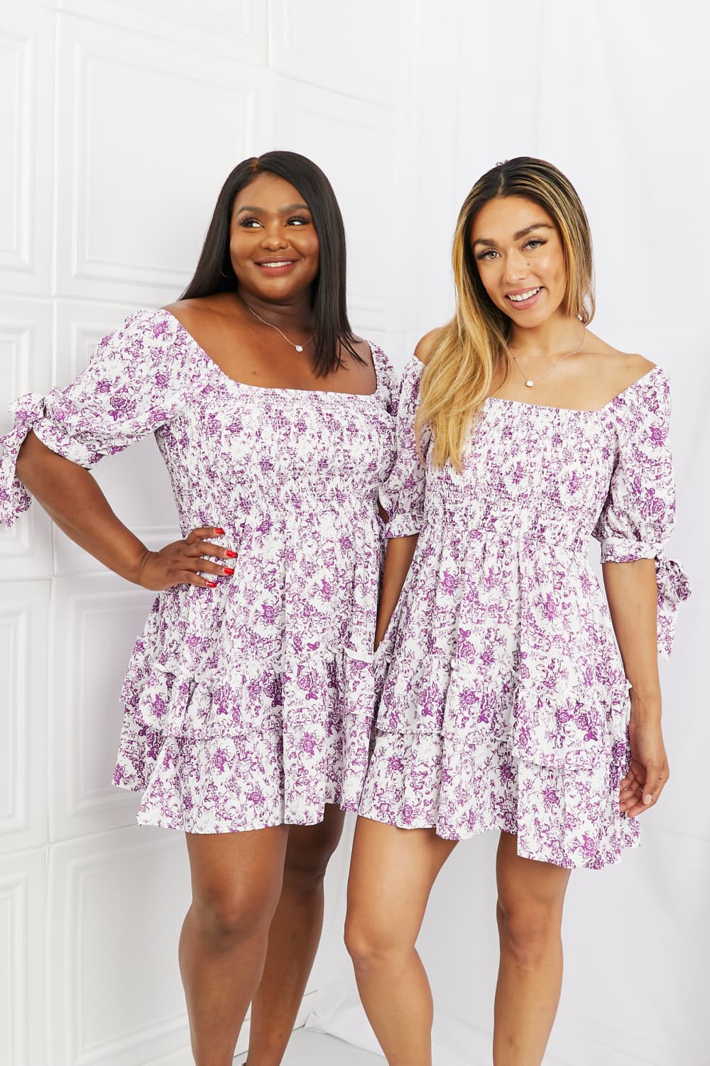 Touch of Elegance Full Size Floral Ruffle Mini Dress