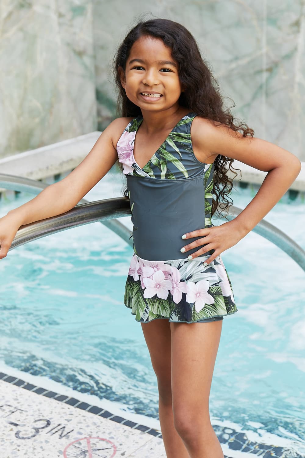 Clear Waters Swim Dress in Aloha Forest