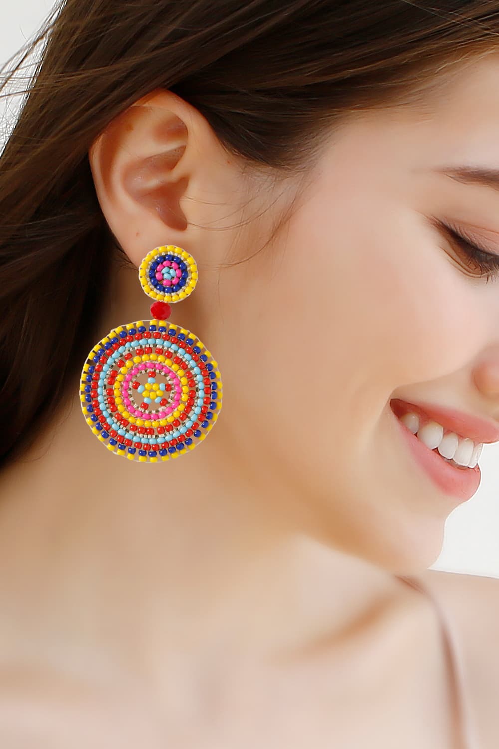 Beaded Boho Style Round Shape Dangle Earrings