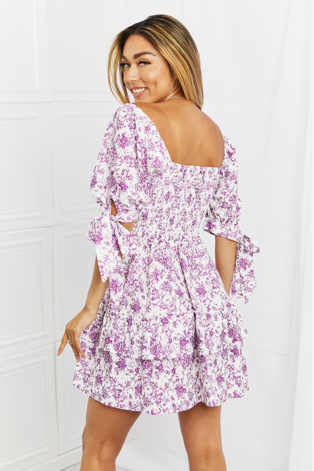 Touch of Elegance Full Size Floral Ruffle Mini Dress