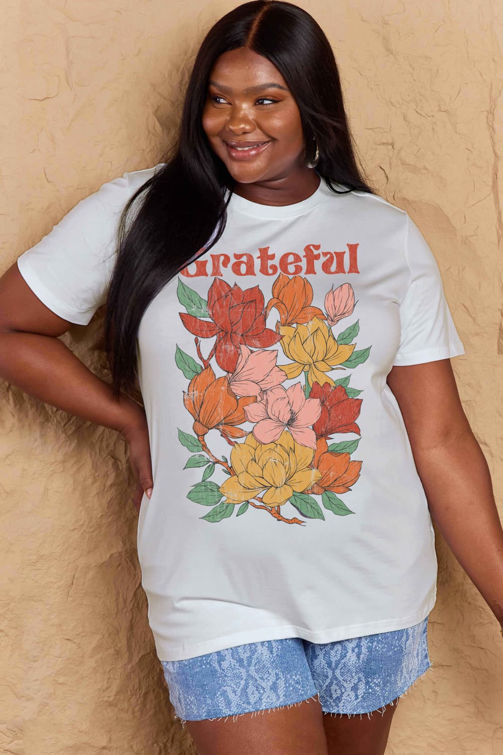 GRATEFUL Flower Graphic Cotton T-Shirt