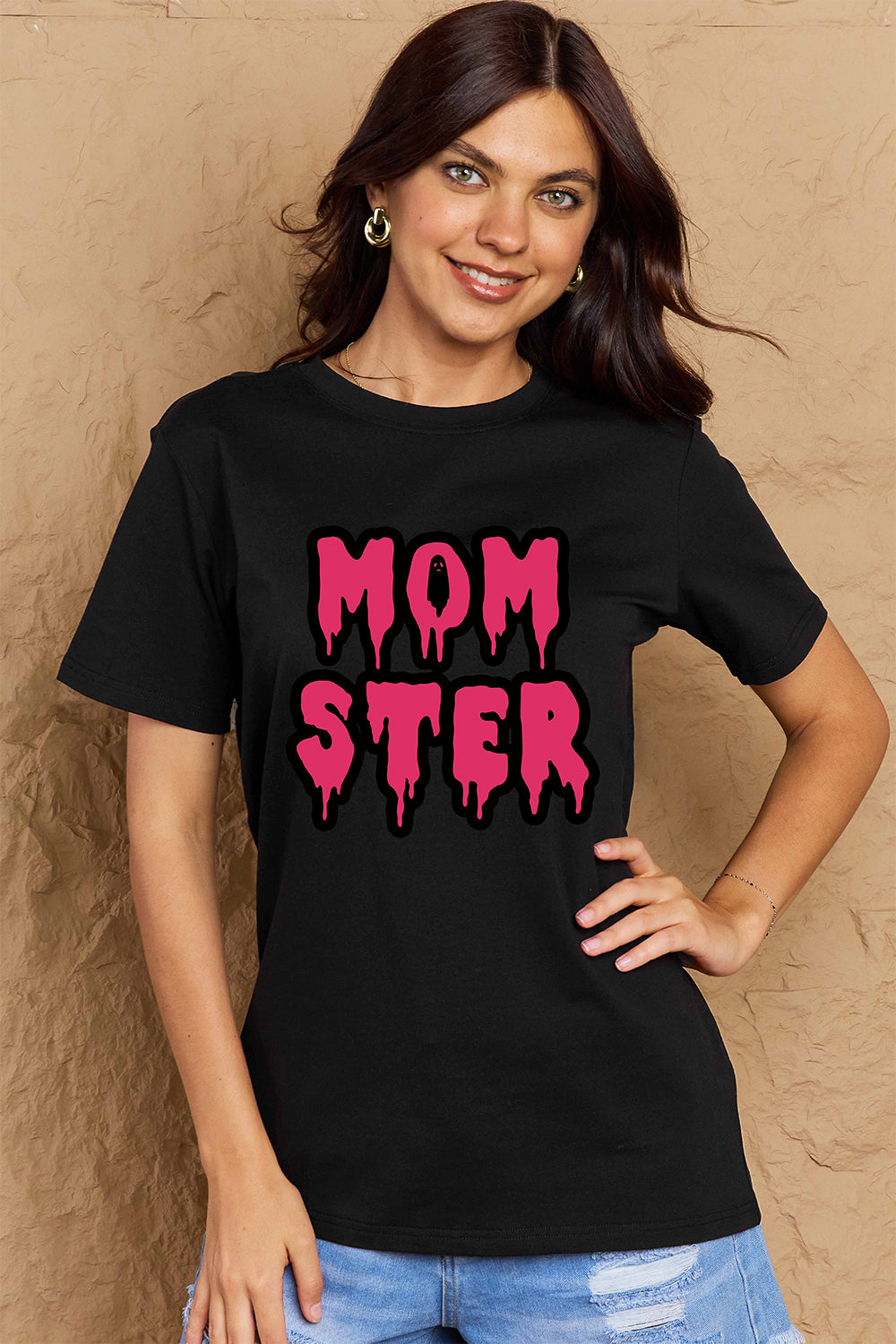 MOM STER Graphic Cotton T-Shirt