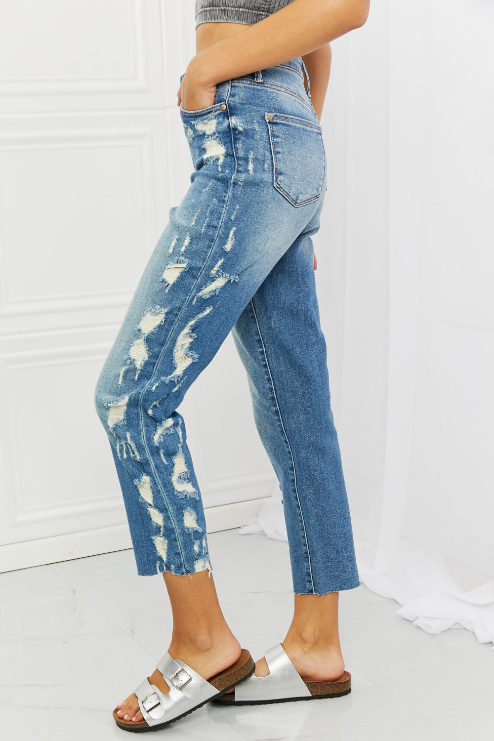 Full Size Straight Leg Distressed Jeans