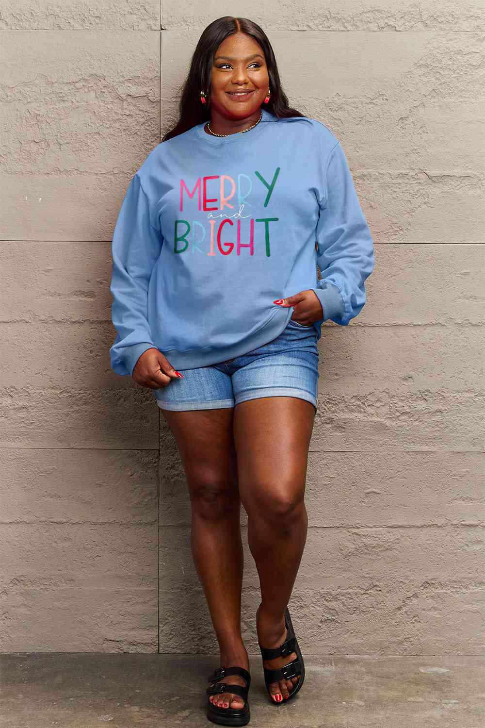 MERRY AND BRIGHT Graphic Sweatshirt