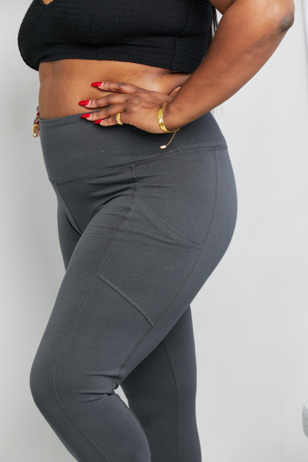 Ready to Roll Full Size Wide Waistband Pocket Leggings in Ash Grey