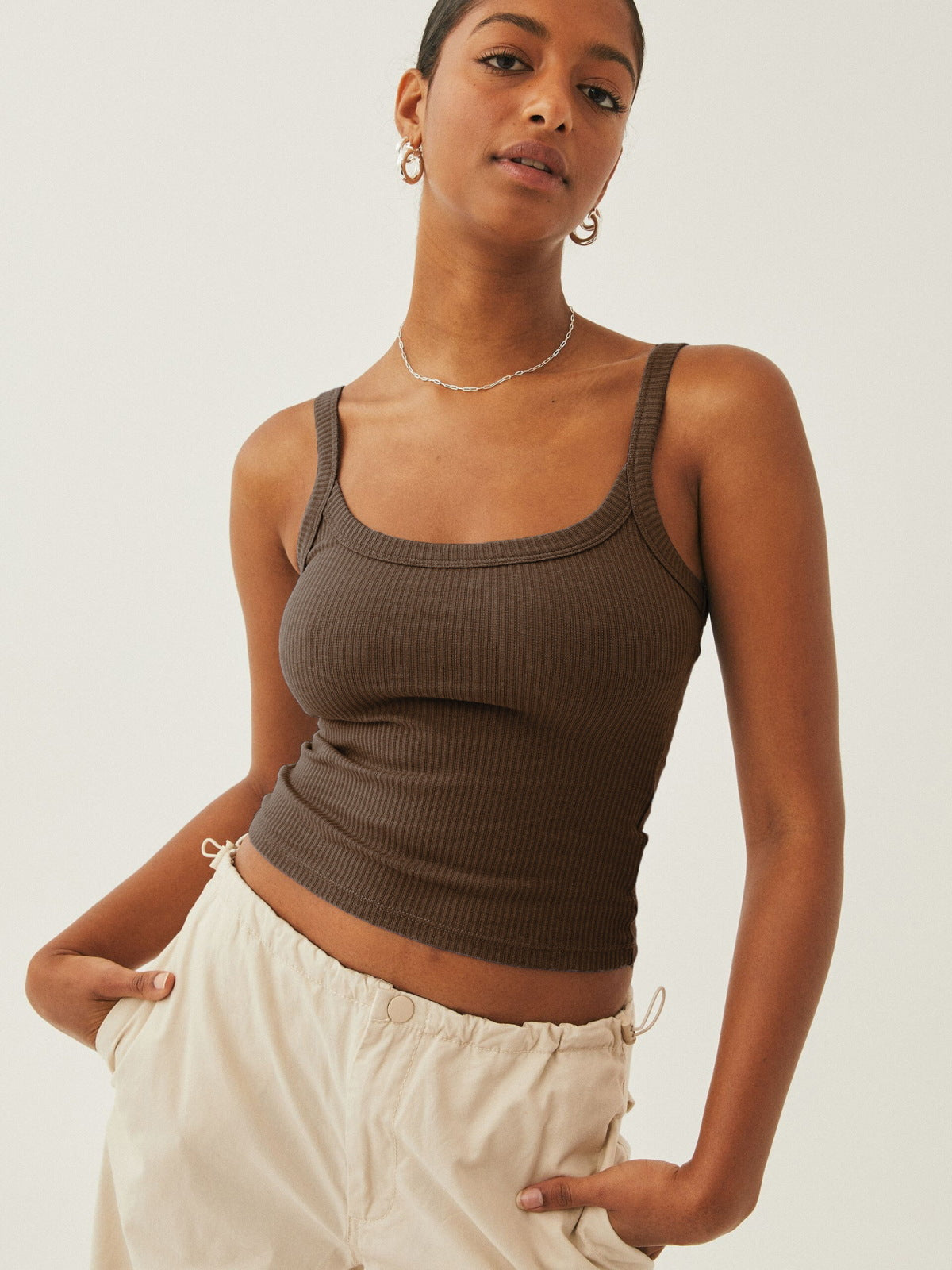 Solid Ribbed Knit Camisole