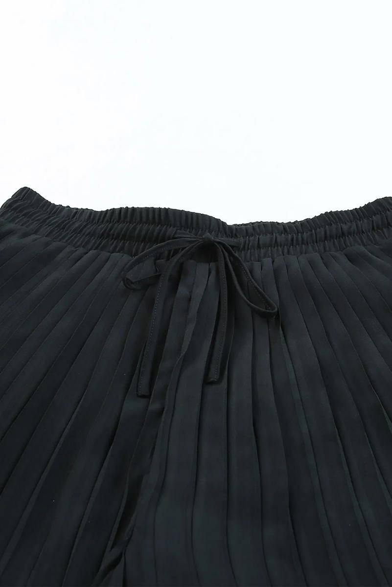 High Waist Drawstring Pleated Shorts