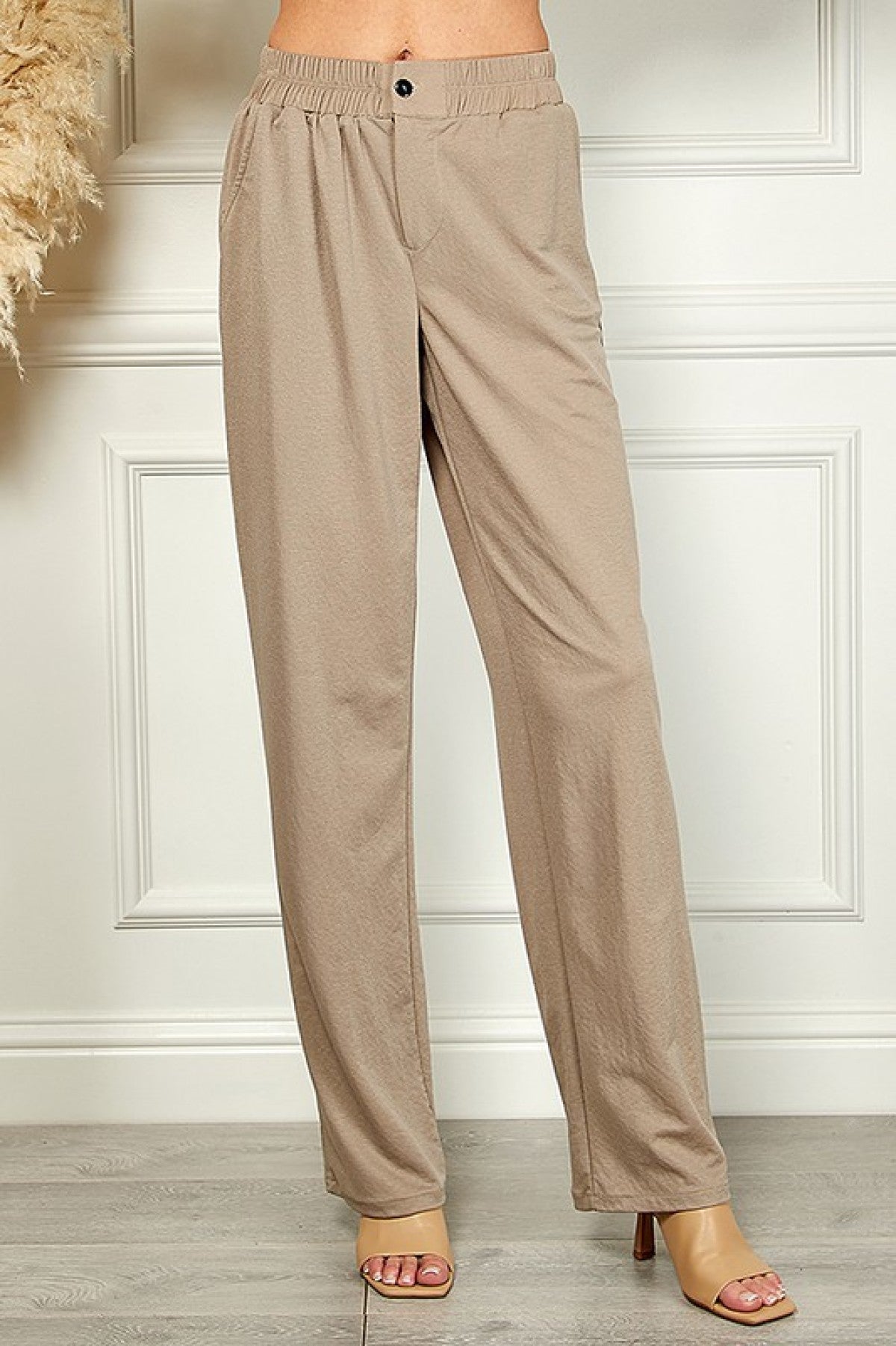 Solid Straight Leg Pants