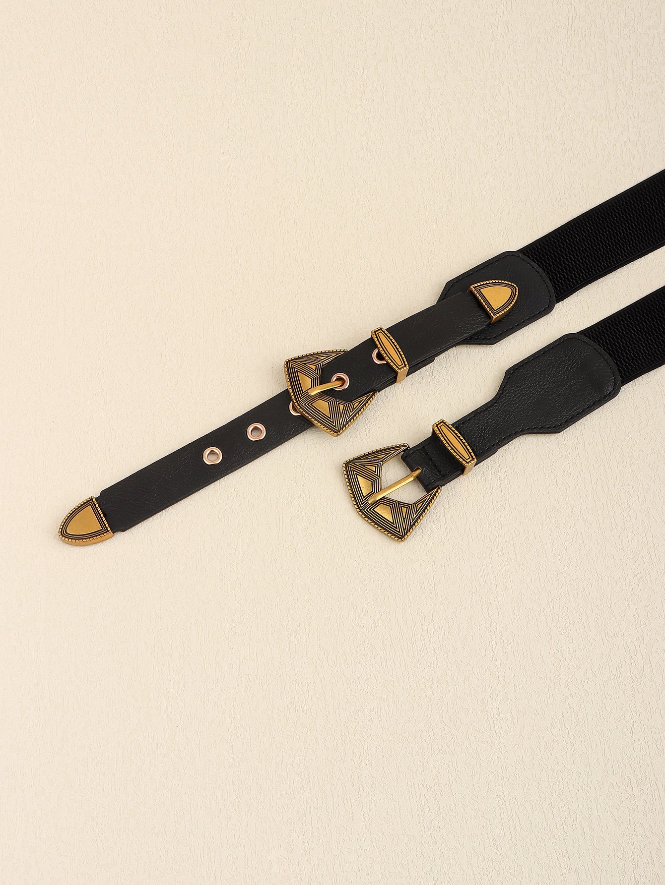 Double Buckle PU Leather Belt