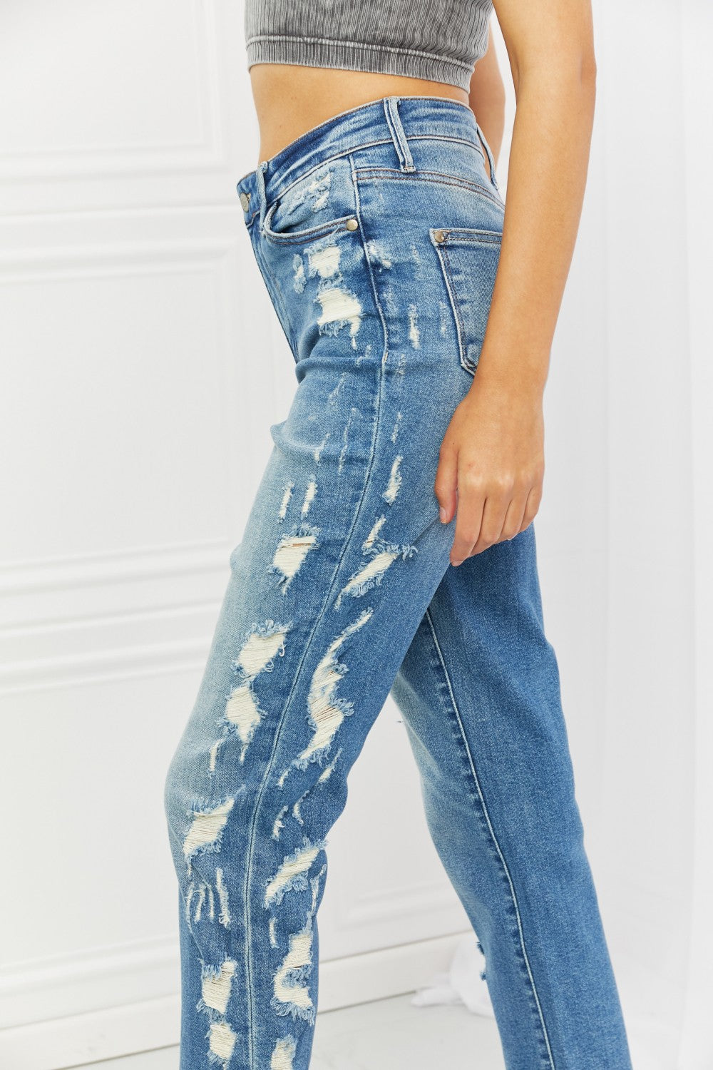 Full Size Straight Leg Distressed Jeans