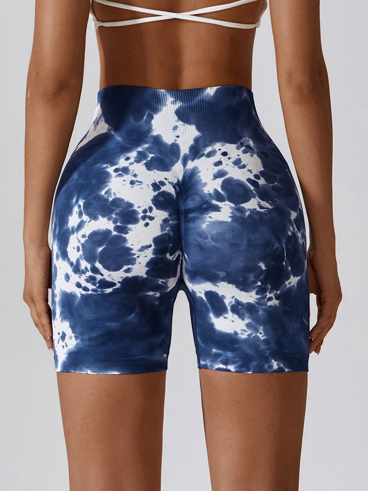 Tie Dye Wide Waistband Slim Fit Sports Shorts