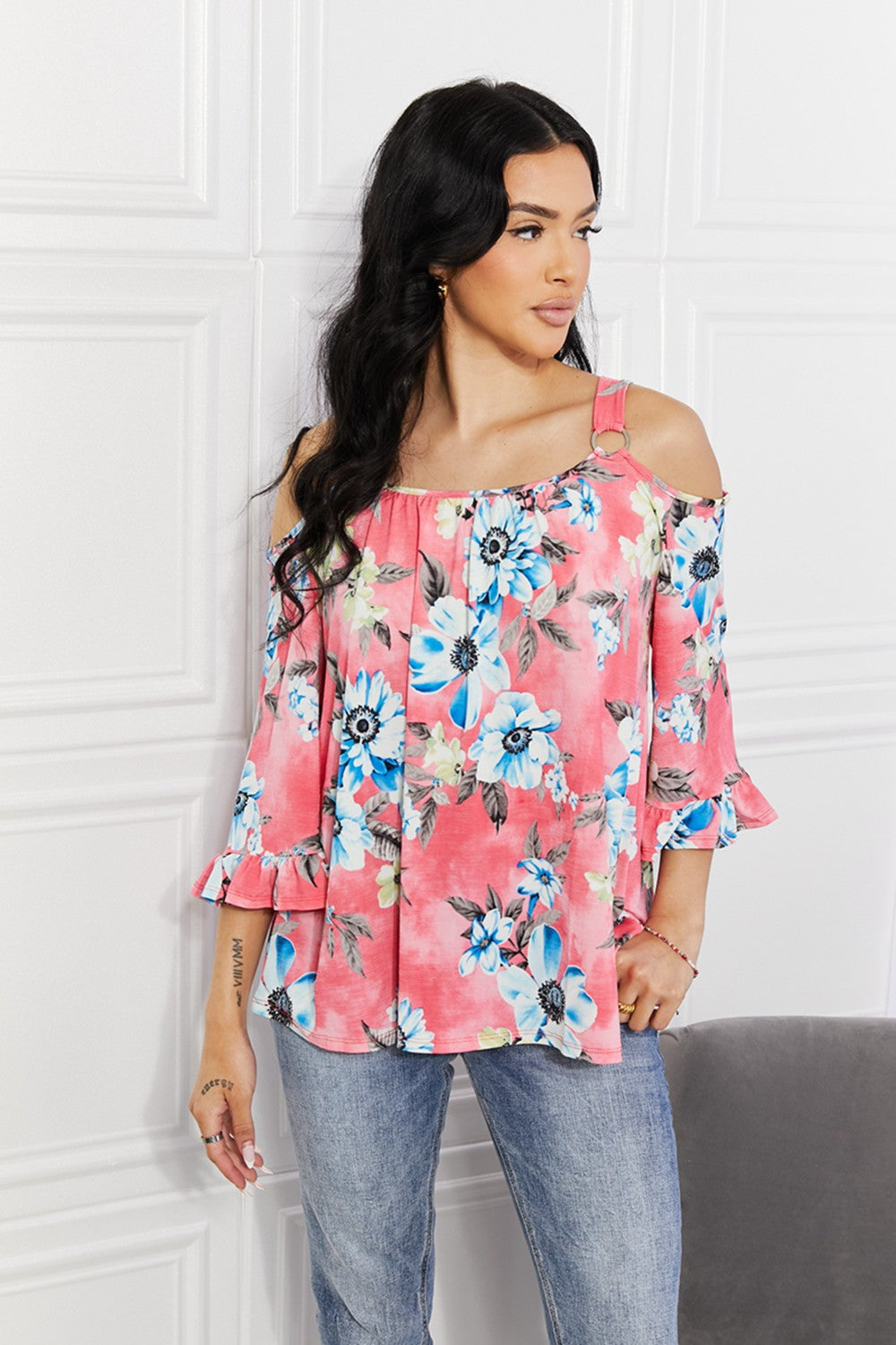 Floral Cold-Shoulder Top