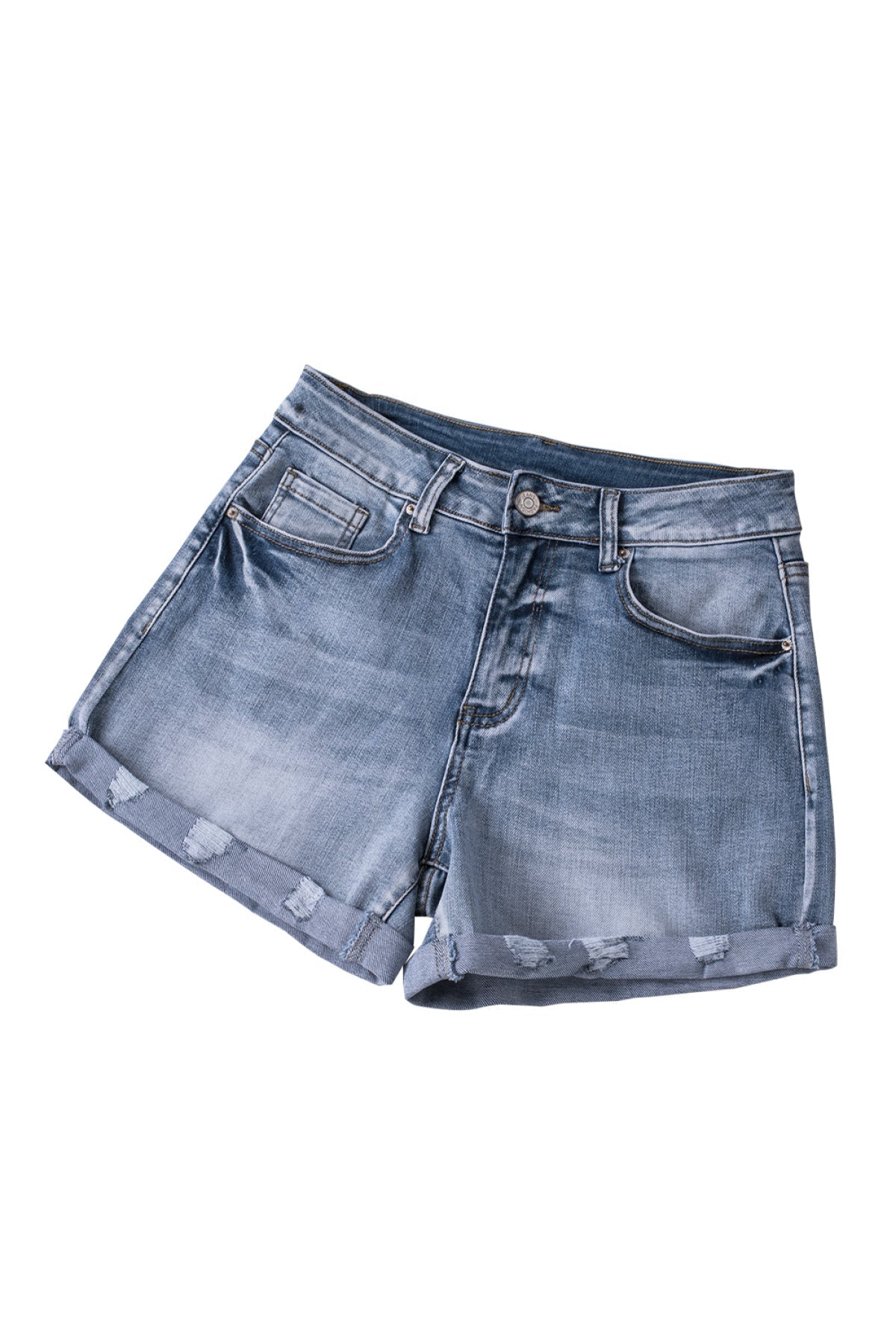 Distressed Folded Hot Denim Shorts